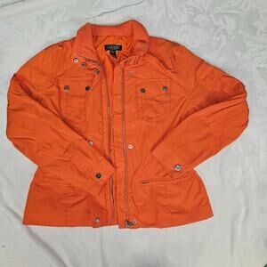 Lauren Ralph Lauren Women’s Bright Orange Rain Jacket Petite Large